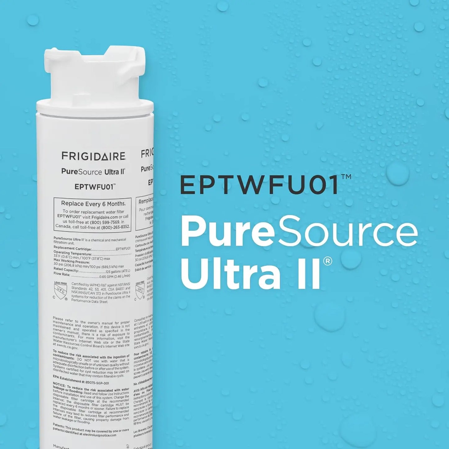 EPTWFU01 PureSource Ultra II Refrigerator Water Filter, 200 Gallons Capacity - Compatible with EPTWFU01, EWF02, Ultra II Models