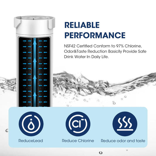 Refrigerator Water Filter for GE XWFE Replacement NSF Certified Reduces Lead Sulfur And 50+ Impurities Replace Every 6 Months